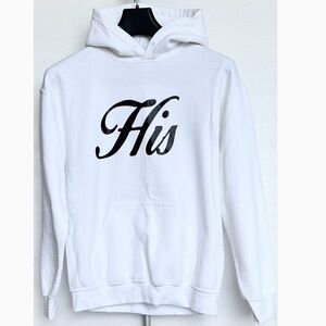 White Hoodie with Black 'His' Print
